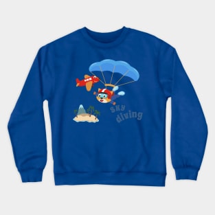 Vector illustration of a cute skydiver Crewneck Sweatshirt